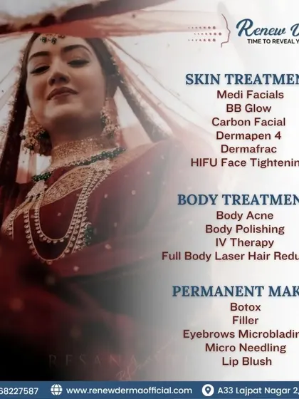 Our bridal packages cover all your aesthetic needs from head to toe. For body treatments, we offer full body laser hair reduction alongside body polishing and IV therapy for a complete transformation.