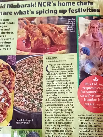 A feature in Hindustan Times about how home chefs are spicing up Eid festivities, highlighting my vegan offerings.