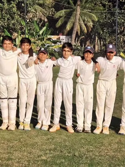 The team after a solid victory against Sheen Cricket Academy in the Christmas Cup U-12.
