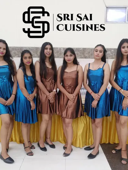 For events with a celebratory and glamorous theme, we offer vibrant uniform options like these satin dresses in metallic blue and brown. This attire helps our team blend in with the festive atmosphere while providing professional service.