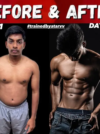 A side-by-side comparison showing the dramatic change in body composition. This is what happens when you trust the process and execute the plan perfectly.