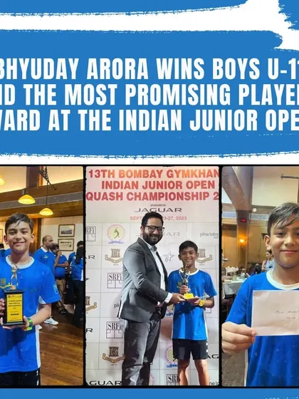 Abhyuday Arora wins the Boys U-11 title and the Most Promising Player award at the Indian Junior Open. Congratulations to this young champ.