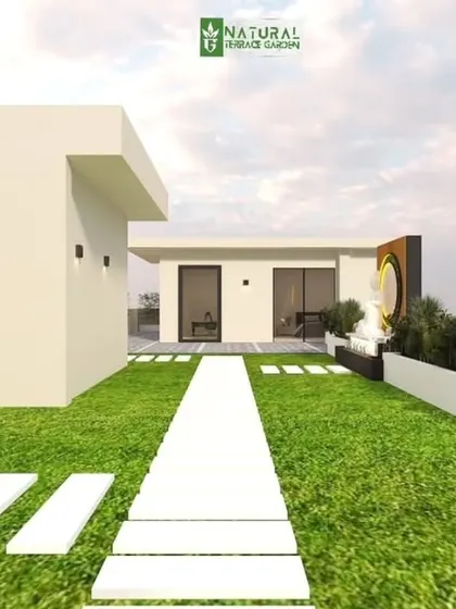 A perspective view from our South Extension 3D design, showing the flow from the pergola area across the lawn to the water feature. This helps visualize the entire journey through the space.
