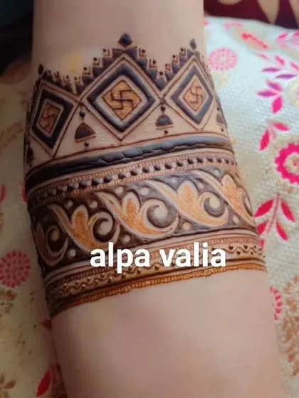 A geometric startup design featuring swastika symbols, often requested for auspicious beginnings.