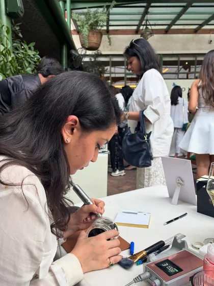 It was a dreamy afternoon with Jo Malone London, doing live engraving for guests at an exclusive event. I personalized their beautiful perfumes and diffusers with initials and special dates. Hearing the kind words from guests as they watched was truly heartwarming.