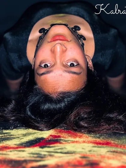 Our artistic interpretation of the fierce goddess Kaalratri. The disorienting angle and intense gaze are meant to represent spiritual transformation and connection to the divine through the crown chakra.