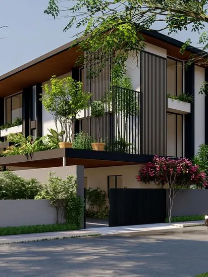 We designed this stunning 13,000 sq. ft. bungalow in Raipur for a multi-generational family. The exterior is sleek and minimalist, while the interior seamlessly blends the needs of a diverse household, ensuring comfort and style for everyone.