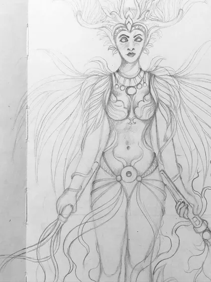 A duplicate of the initial pencil sketch for "Tara."