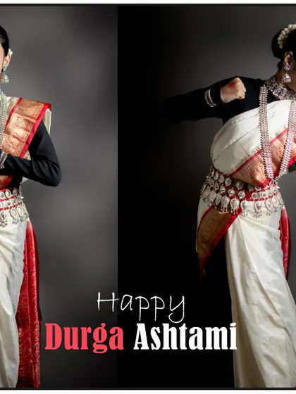 Capturing the grace of an Odissi dancer during a Durga Ashtami celebration. This diptych highlights our ability to photograph cultural performances, focusing on both reverent poses and dynamic movements to honor the art form.