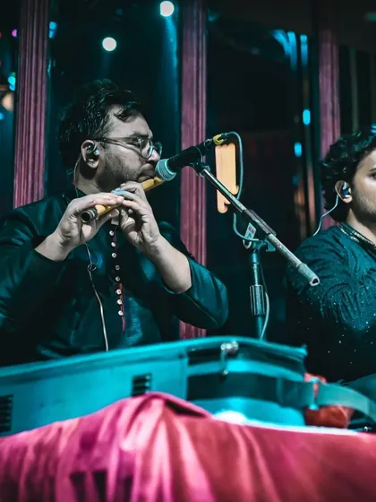 Our flutist adding a layer of ethereal melody to the performance. The sound of the flute is central to our soulful Sufi arrangements.