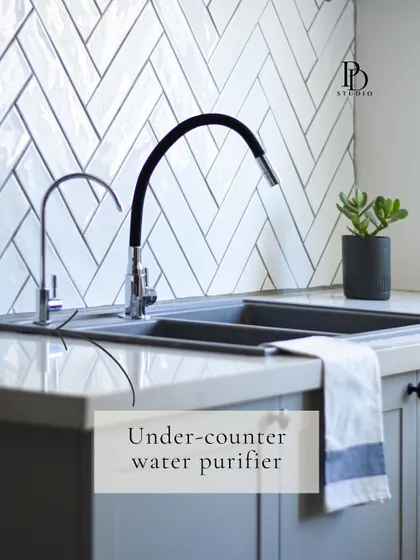 An under-counter water purifier is a sleek solution to free up valuable countertop space. This setup keeps the kitchen looking clutter-free and is easy to maintain.