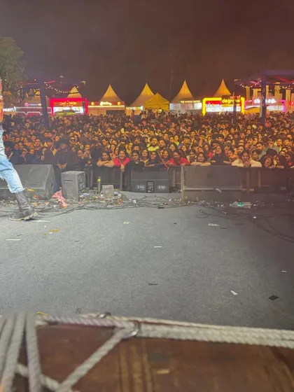 Performing at the Horn OK Please food festival. The energy from a crowd this size is incredible, and we love playing for them.