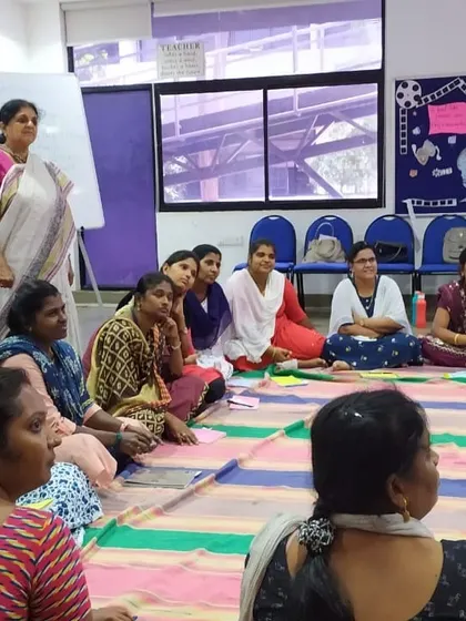 A workshop with the coordinators of TVS School in Madurai. I demonstrated how to keep a classroom of children engaged and hungry for learning through the power of narrative and interactive telling.