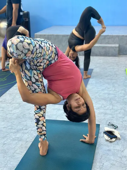 If you work hard, luck will follow. A student in a beautiful standing split variation in our Malad West class.