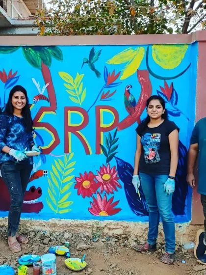 Teamwork makes the dream work. Here is our group of volunteer artists in front of the finished KSRP mural. It was a fantastic experience collaborating with new painters to complete this large scale public art project.