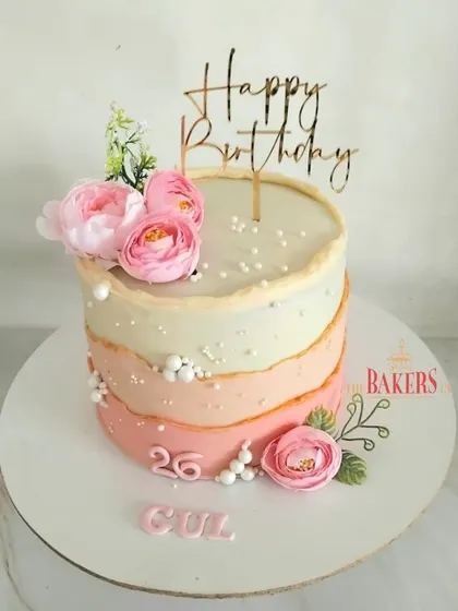 Check out this stunning pretty pink fault line cake! The design creates a beautiful layered effect with shades of pink and white, adorned with delicate flowers. It's a completely no-fondant cake, perfect for a special occasion.