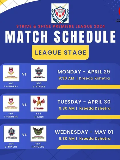 The official match schedule for the league stage of the SSPL Season 1. Each team will play three 50-over matches.
