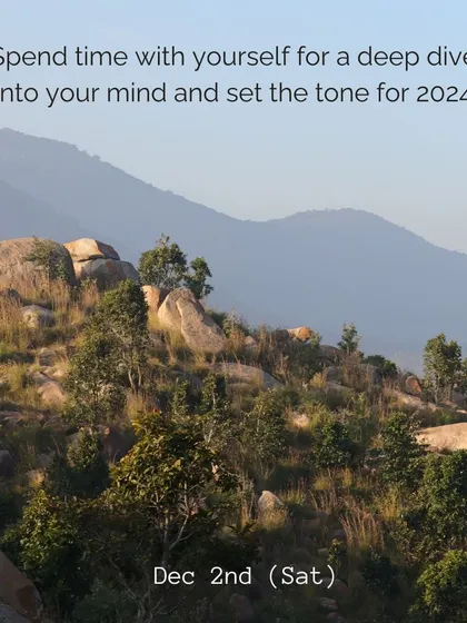 An invitation to our "Reflect and Resolve" overnight luxury camping experience. We offer a space to escape distractions, spend a day with yourself, and set clear intentions for the year ahead through yoga, meditation, and journaling.
