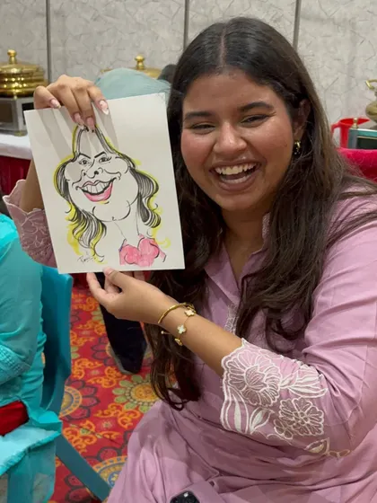 Pure happiness. This guest's laughter is the best compliment I can receive for my work at a party.