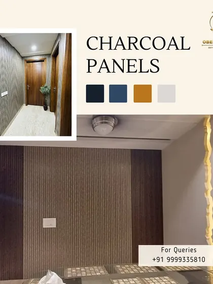 This installation shows our charcoal panels used in a two-tone design, creating a sophisticated and custom look for a dining area.