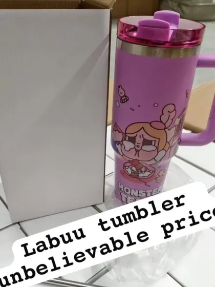 I source my products directly to give you unbeatable prices, like on this Labuu character tumbler. It's a premium stainless steel tumbler that comes neatly packed in a box, perfect for gifting.