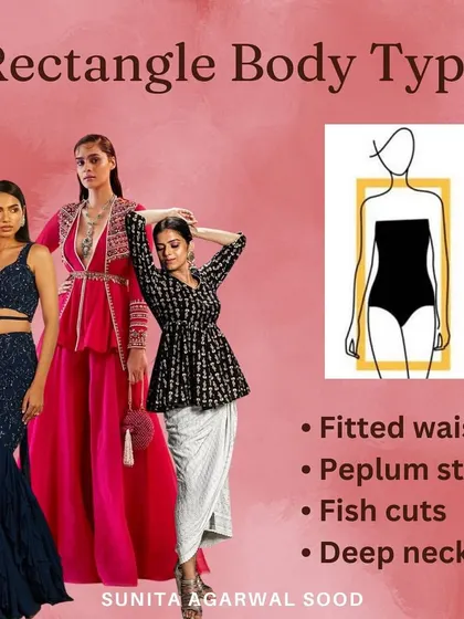 Styling tips for the rectangle body type. I suggest outfits with a fitted waist, peplum styles, and fish cuts to create curves and define your silhouette.