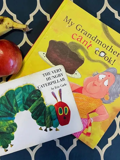 Another shot of our food-themed book selection, ready for a fun and delicious storytelling session.