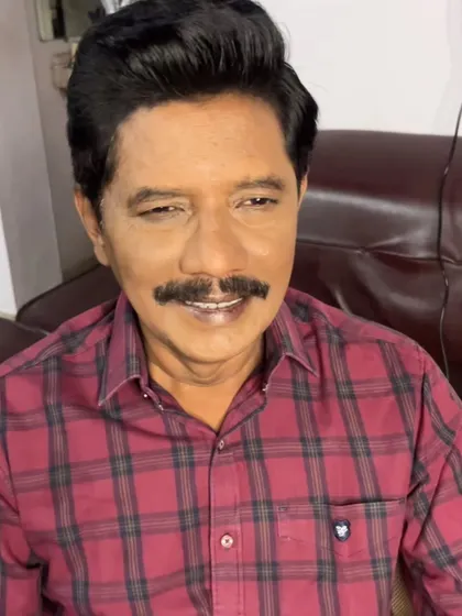 The final look for my Chithapa. The makeup is subtle, simply enhancing his features, and the hairstyle is sleek and modern. It proves that a great makeover is timeless.