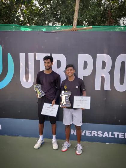 The winner and finalist of the UTR Pro event in Madurai. Our player Ishaque's victory is a proud moment for the entire academy.