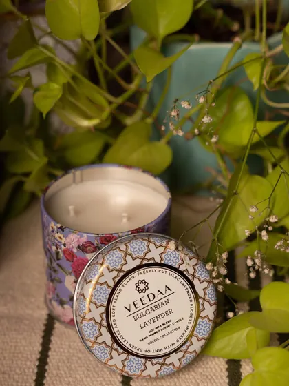 Relax and unwind with the soothing scent of Bulgarian Lavender. Our three-wick tin candle, surrounded by fresh greenery, is the perfect way to bring a sense of calm to your home.