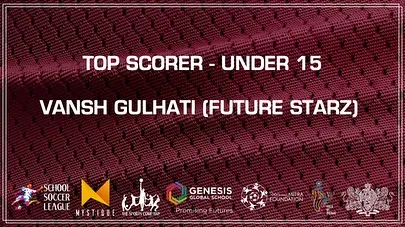 The Top Scorer award for the Under 15 category goes to Vansh Gulhati from Future Starz. A fantastic season of goal-scoring.