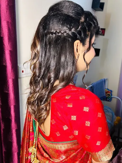 Another angle of the half-updo, showing the texture and volume.