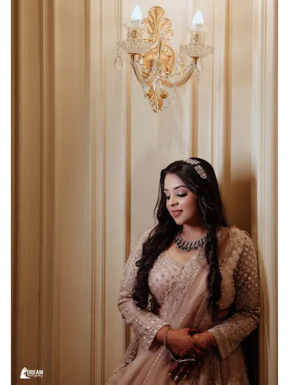 A beautiful portrait of bride Vanshika at her Roka ceremony at The Oliver Spaces.
