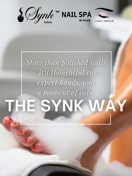 It's more than just polished nails. It's thoughtful care from expert hands and a moment of calm. A client enjoys a soothing foot soak, the first step in my signature pedicure ritual.