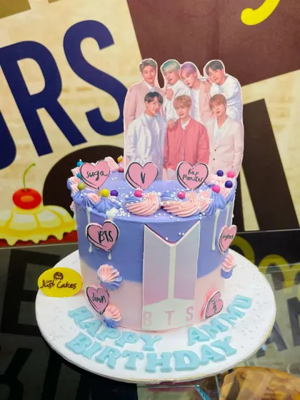 A 1kg BTS cake for the ultimate fan, featuring an edible print of the entire band.