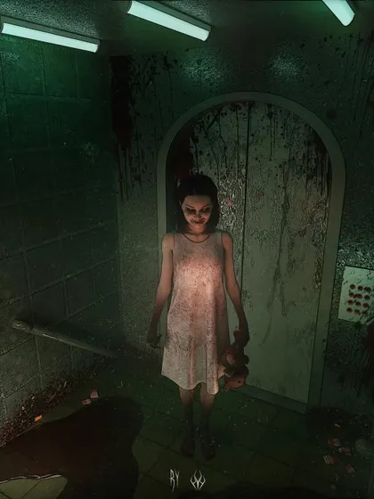 This artwork tells the story of Emma, a vengeful spirit haunting an elevator. I focused on creating a claustrophobic and grimy atmosphere, using bloodstains and harsh fluorescent lighting to amplify the horror. This piece shows how I develop characters with a complete backstory to make the horror more personal and impactful.