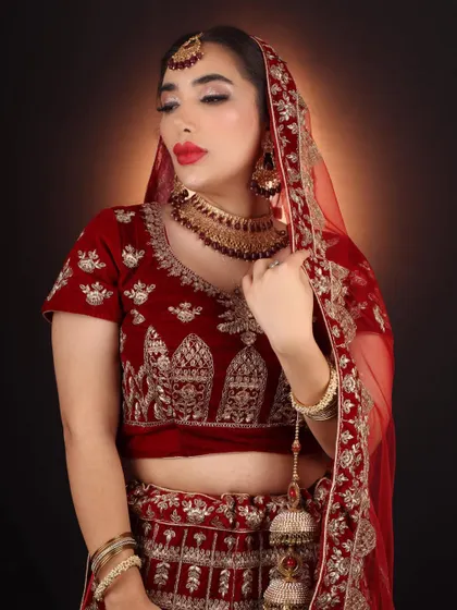 A powerful and poised shot of my international bride. The makeup is designed to be bold yet elegant, perfect for professional wedding photography.