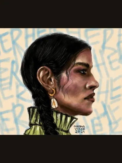 Another version of the digital portrait with a black border.