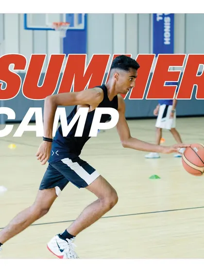 A player drives hard during a dribbling drill at our summer camp. The 6-week program offers intensive training from professionals and former national players to build elite skills.