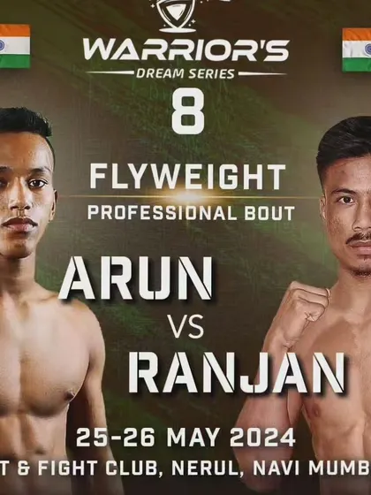The official fight poster for a professional flyweight bout in the Warrior's Dream Series. We train our athletes to be ready for the main event spotlight.