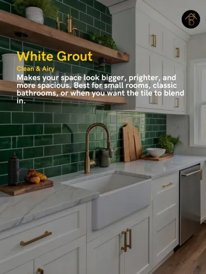 White grout is a classic choice that makes a space feel clean, airy, and bright. It works beautifully with these dark green subway tiles, allowing the color of the tile to be the star of the show.