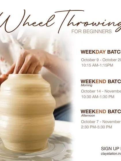 Our October wheel throwing classes for beginners are now open for registration. With several weekday and weekend batches available, you can easily find a time to start your pottery journey with us.