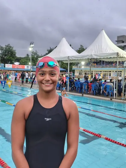 Naisha after her gold medal win in the 200m Backstroke.