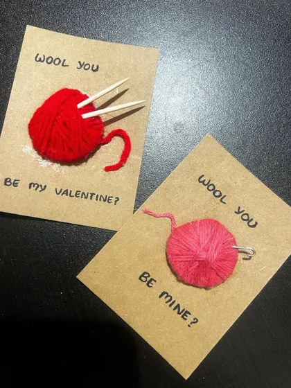"Wool you be my Valentine?" These handmade cards are so punny and cute. They are a perfect little something to give to your loved one.