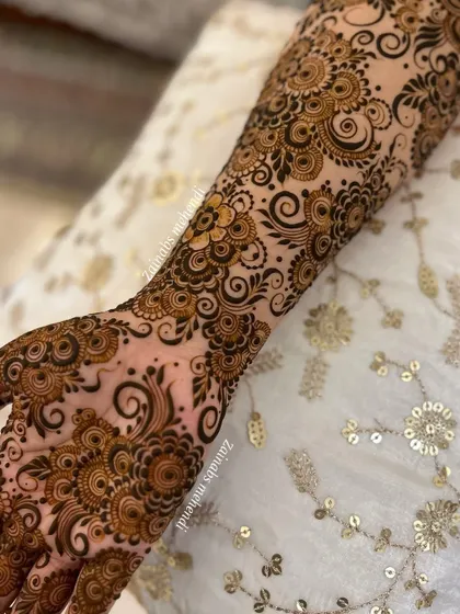 A full view of one of my favorite designs, showcasing the intricate details from the palm to the forearm.