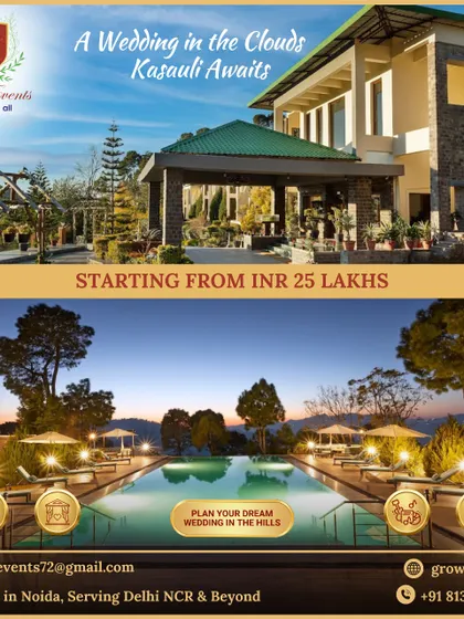 Imagine your wedding in the clouds. We plan serene and beautiful weddings in the hills of Kasauli, with packages starting from INR 25 lakhs. Let us create a tranquil and memorable celebration for you.