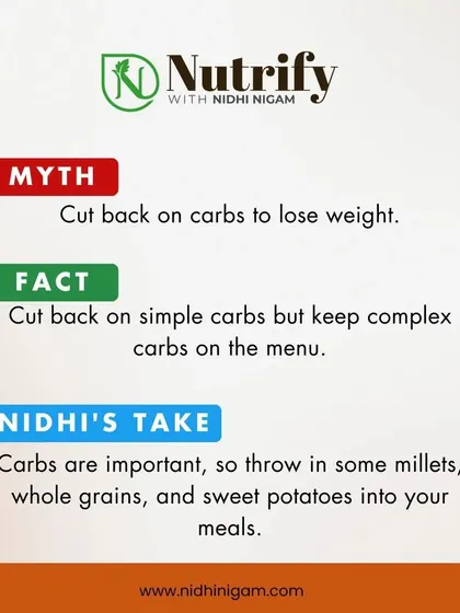 Debunking a common weight loss myth: you don't need to cut all carbs. The key is to cut back on simple, refined carbs while keeping complex carbs like millets, whole grains, and sweet potatoes on your menu for sustained energy.