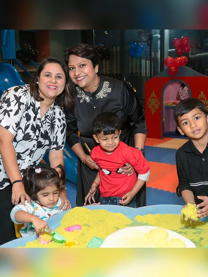Sensory play is a wonderful activity for all ages. At this Spiderman-themed party, kids and parents gathered around the sand table for some creative, hands-on fun.