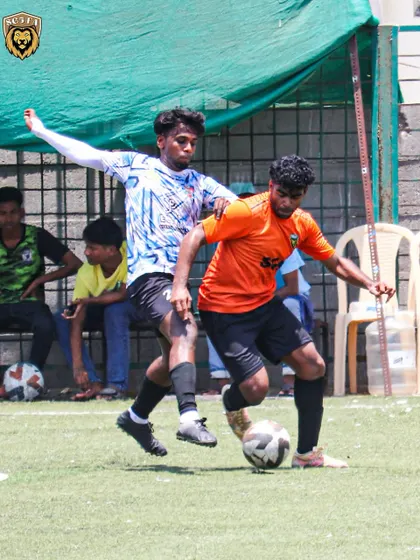 A physical but fair challenge for the ball, demonstrating the competitive spirit of our players.