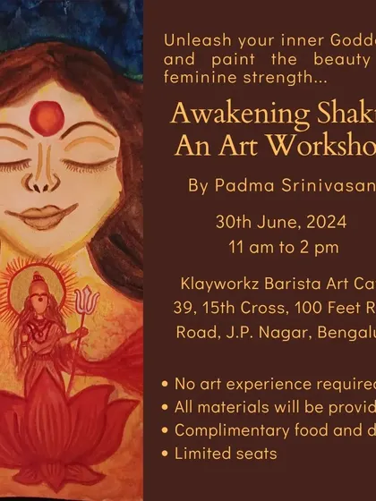 Announcing our "Awakening Shakti" art workshop, a session focused on painting the beauty of feminine strength. No prior art experience is needed.